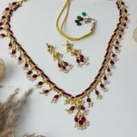 Ruby Drop Traditional Necklace Set
