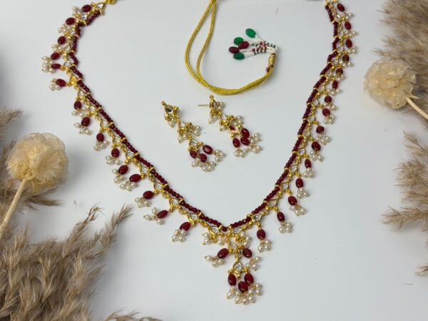 Ruby Drop Traditional Necklace Set